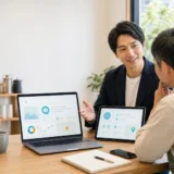 店舗経営者にAI検索の説明をするウェブマーケティング会社